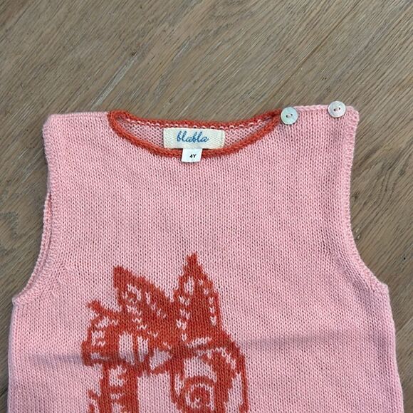 Blabla Pink Sweater Tank Button Detail on Left Shoulder (4Y) - Picture 2 of 4